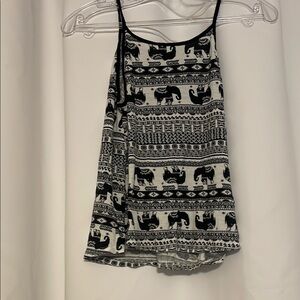 Black and White Elephant Print Tank Top